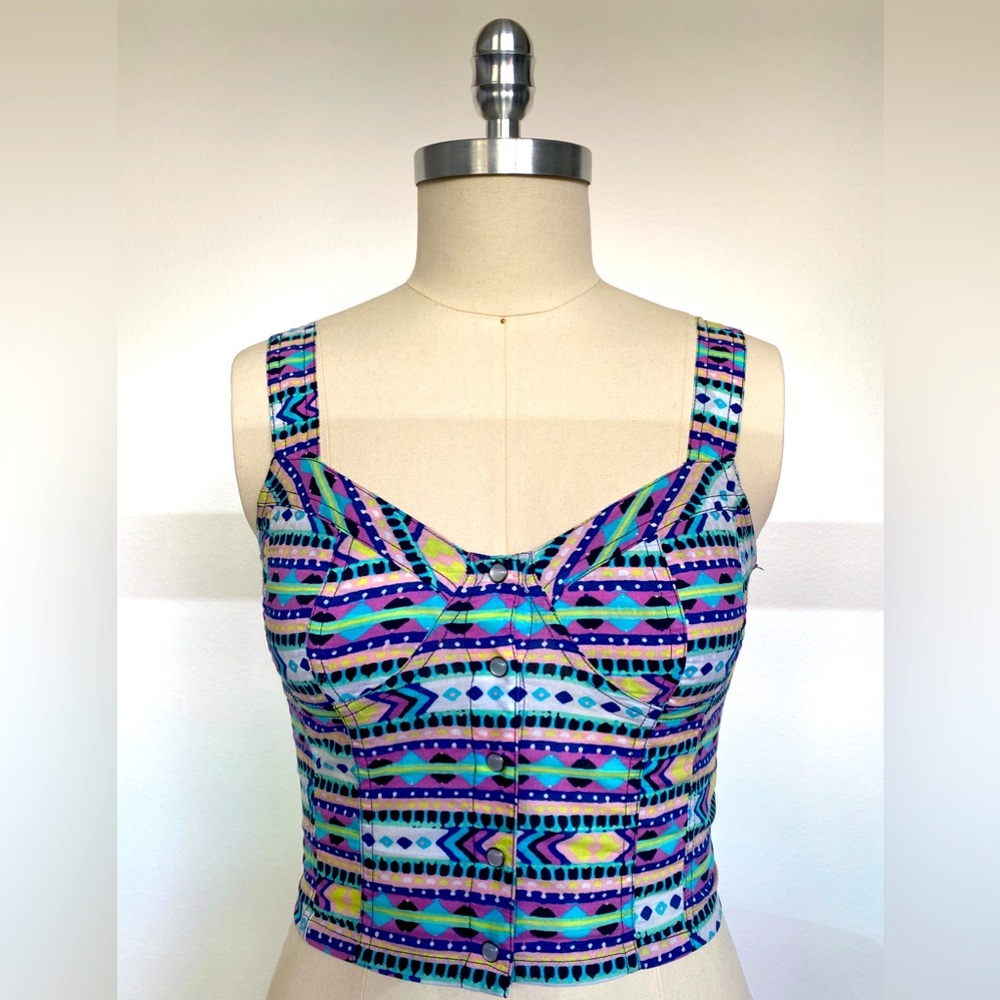 DIVIDED by H&M Bustier Bralette Style Tribal Top. XS Snap Front